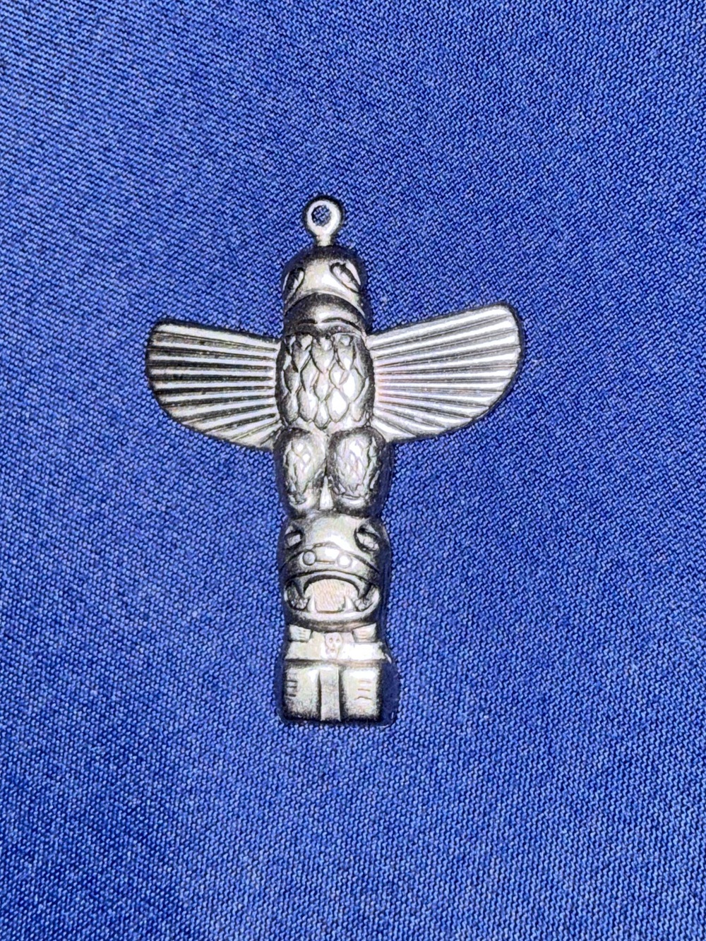 Silver Alaskan Totem Bird Pendant Necklace